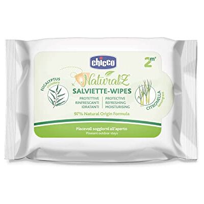 Chicco NaturalZ Beschermende doekjes, 20 stuks, natuurlijke bescherming in het zomerseizoen, met citroengras en eucalyptus, dag en nacht bescherming Chicco NaturalZ Beschermende doekjes, 20 stuks, natuurlijke bescherming in het zomerseizoen, met citroengras en eucalyptus, dag en nacht bescherming
