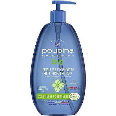 POUPINA Biologisch gecertificeerd anti-irritatie babyreinigingswater zonder parfum hypoallergeen toverhazelaar en aloë vera 99% ingrediënten van natuurlijke oorsprong veganistisch - POUPINA Biologisch gecertificeerd anti-irritatie babyreinigingswater zonder parfum hypoallergeen toverhazelaar en aloë vera 99% ingrediënten van natuurlijke oorsprong veganistisch -