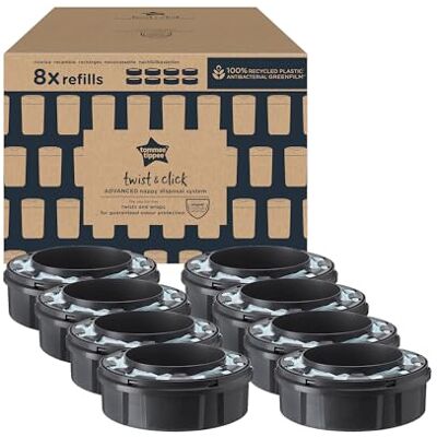 Tommee Tippee Twist and Click Advanced Originele navulcassettes, luieremmer, exclusieve set van 8, 10,5 m, eenvoudig bijvullen en grote besparingen, 8 x 10,5 m (de set kan variëren) Tommee Tippee Twist and Click Advanced Originele navulcassettes, luieremmer, exclusieve set van 8, 10,5 m, eenvoudig bijvullen en grote besparingen, 8 x 10,5 m (de set kan variëren)