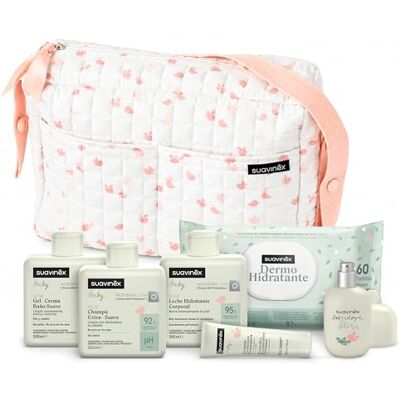 Suavinex , Babyluiertas met cosmetica: Syndet shampoogel 300 ml + vochtinbrengende lotion 300 ml + luierzalf 75 ml + babycologne 100 ml + doekjes 72 stuks roze Suavinex , Babyluiertas met cosmetica: Syndet shampoogel 300 ml + vochtinbrengende lotion 300 ml + luierzalf 75 ml + babycologne 100 ml + doekjes 72 stuks roze