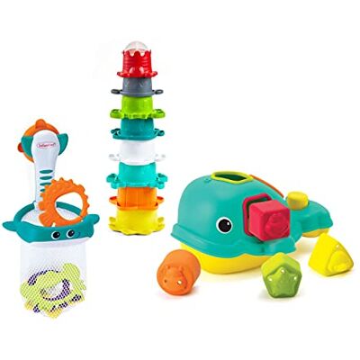 INFANTINO Ocean Fun Bathtime Playset – inclusief Orca The Shape-Sorting Whale, schiet 'n Scoop Ocean Pals en 8 kleurrijke stapelbekers, BPA-vrij INFANTINO Ocean Fun Bathtime Playset – inclusief Orca The Shape-Sorting Whale, schiet 'n Scoop Ocean Pals en 8 kleurrijke stapelbekers, BPA-vrij