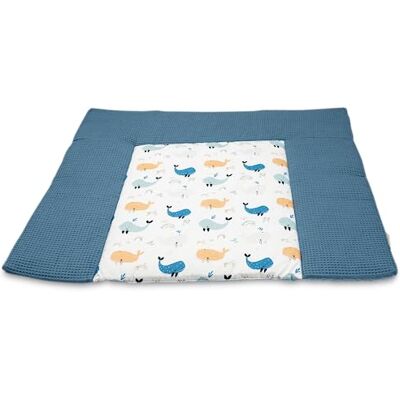 ULLENBOOM Aankleedkussen, 85 x 75 cm, Made in EU, wasbaar en geschikt voor onderweg, walvissen, blauw wafelpatroon, overtrek 100% katoen, Öko-Tex 75 x 85 cm ULLENBOOM Aankleedkussen, 85 x 75 cm, Made in EU, wasbaar en geschikt voor onderweg, walvissen, blauw wafelpatroon, overtrek 100% katoen, Öko-Tex 75 x 85 cm