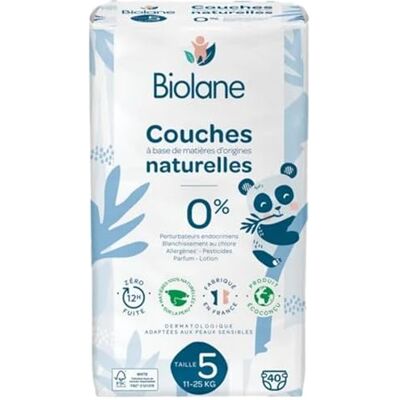 Biolane Natuurlijke luiers, 40 luiers, maat 5 (11-25 kg) Biolane Natuurlijke luiers, 40 luiers, maat 5 (11-25 kg)