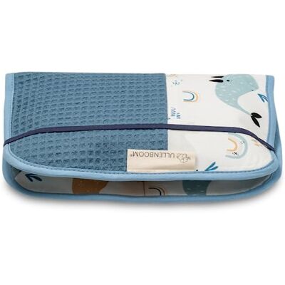 ULLENBOOM ® Honingraat luiertas voor onderweg, Blauwe walvissen, Effen kleur ULLENBOOM ® Honingraat luiertas voor onderweg, Blauwe walvissen, Effen kleur