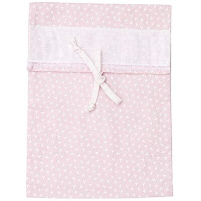 FILET Tas met koord van Aida stof met 55 gaten, om te borduren, van kleurrijk katoen-piqué met wit klaverblad, 100% Made in Italy, kleur: roze FILET Tas met koord van Aida stof met 55 gaten, om te borduren, van kleurrijk katoen-piqué met wit klaverblad, 100% Made in Italy, kleur: roze