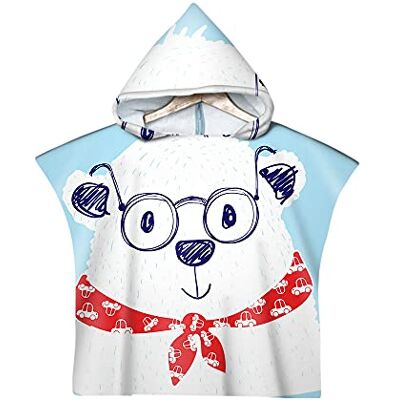 Treer-shop Poncho met capuchon, handdoek, voor kinderen, strand, zwemmen, cartoons, sneldrogend, voor jongens, meisjes, zwembad, strand (ijsbeer) Treer-shop Poncho met capuchon, handdoek, voor kinderen, strand, zwemmen, cartoons, sneldrogend, voor jongens, meisjes, zwembad, strand (ijsbeer)