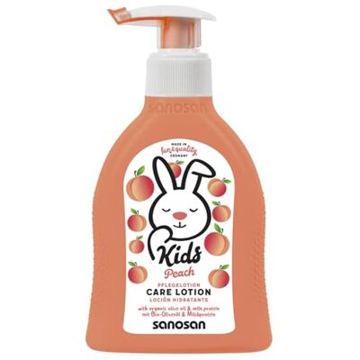 Sanosan Bodylotion voor kinderen, perzikgeur, 200 ml, met biologische olijfolie en melkeiwitten, huidverzorging Sanosan Bodylotion voor kinderen, perzikgeur, 200 ml, met biologische olijfolie en melkeiwitten, huidverzorging