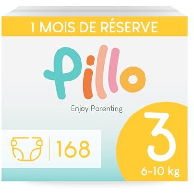 PILLO PREMIUM Pillo luiers maat 3, 168 luiers, 6 verpakkingen met elk 28 luiers maat 3, Midi (6-10 kg), babyluier PILLO PREMIUM Pillo luiers maat 3, 168 luiers, 6 verpakkingen met elk 28 luiers maat 3, Midi (6-10 kg), babyluier