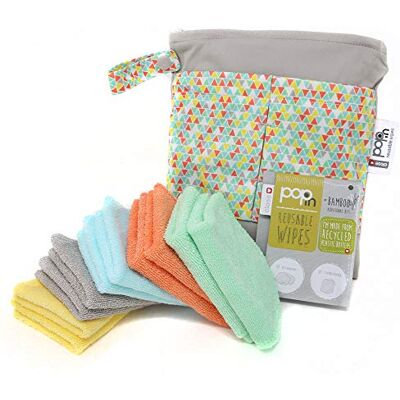 Close Pop-in Set van 10 herbruikbare babydoekjes van bamboe, pastelkleuren, 20 x 15 cm, extra zacht en herbruikbaar voor de handen en het gezicht van de baby Close Pop-in Set van 10 herbruikbare babydoekjes van bamboe, pastelkleuren, 20 x 15 cm, extra zacht en herbruikbaar voor de handen en het gezicht van de baby