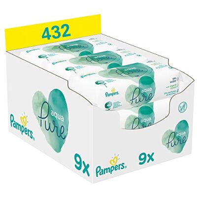 Pampers Aqua Pure Vochtige Reinigingsdoekje, 432 Stuk, 9 X 48 Cm 9 Stuk Pampers Aqua Pure Vochtige Reinigingsdoekje, 432 Stuk, 9 X 48 Cm 9 Stuk