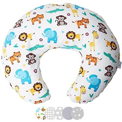 Niimo Verpleegkussen Borstvoeding Baby Zwangerschapskussen Kussensloop 100% Katoen Afneembaar-Wasbaar Binnenvullende polyestervezel Multifunctioneel voor Mama en Baby (Jungle) Niimo Verpleegkussen Borstvoeding Baby Zwangerschapskussen Kussensloop 100% Katoen Afneembaar-Wasbaar Binnenvullende polyestervezel Multifunctioneel voor Mama en Baby (Jungle)