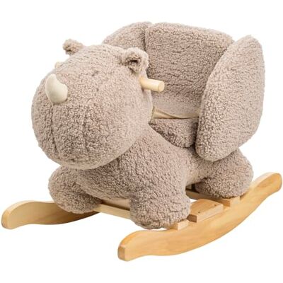 Nattou Schommelbeer van zachte stof, neushoorn, schommelbeer met veiligheidsgordel, vrolijke schommel voor en achter, ca. 60 cm, Lapidou, polyester/hout, taupe Nattou Schommelbeer van zachte stof, neushoorn, schommelbeer met veiligheidsgordel, vrolijke schommel voor en achter, ca. 60 cm, Lapidou, polyester/hout, taupe