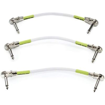 Ernie Ball 3 stuks 15,2 cm platte hoekaansluitkabel wit Ernie Ball 3 stuks 15,2 cm platte hoekaansluitkabel wit