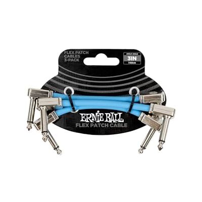 Ernie Ball Flex-patchkabel, 7,5 cm, blauw, 3 stuks Ernie Ball Flex-patchkabel, 7,5 cm, blauw, 3 stuks