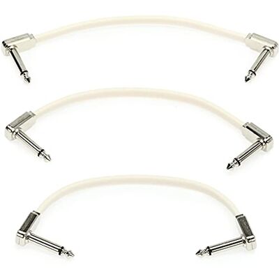 Ernie Ball Set van 3 platte patchkabels, 15,2 cm, wit Ernie Ball Set van 3 platte patchkabels, 15,2 cm, wit