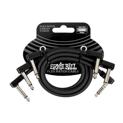 Ernie Ball 3 stuks Flex aansluitkabel 30,5 cm zwart Ernie Ball 3 stuks Flex aansluitkabel 30,5 cm zwart