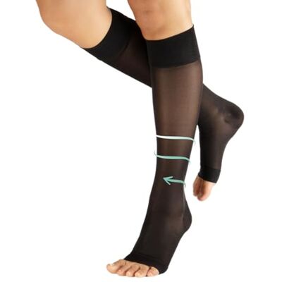 CALZITALY 1/2 paar halfhoge compressiekousen voor dames, zonder tenen, 70 DEN, compressiekousen voor dames, 10-14 mm/Hg, 1 paar zwart, L-XL L-XL CALZITALY 1/2 paar halfhoge compressiekousen voor dames, zonder tenen, 70 DEN, compressiekousen voor dames, 10-14 mm/Hg, 1 paar zwart, L-XL L-XL