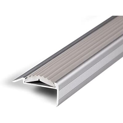 Floordirekt Geperforeerd aluminium trapneus met antislipbescherming, voor laminaat, parket, trap, hoek, grijs, 134 cm Floordirekt Geperforeerd aluminium trapneus met antislipbescherming, voor laminaat, parket, trap, hoek, grijs, 134 cm