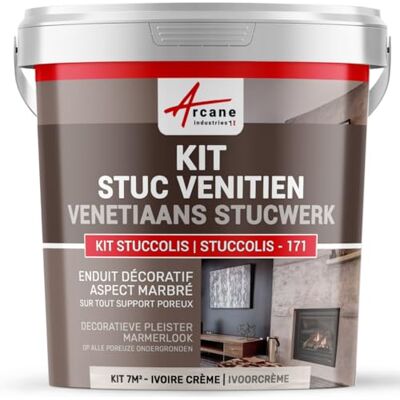 ARCANE INDUSTRIES Stuccoliset, Venetiaans gecoat, stucco, spatel, decoratief, set, stuccolis-set tot 7 m², ivoorkleurig ARCANE INDUSTRIES Stuccoliset, Venetiaans gecoat, stucco, spatel, decoratief, set, stuccolis-set tot 7 m², ivoorkleurig