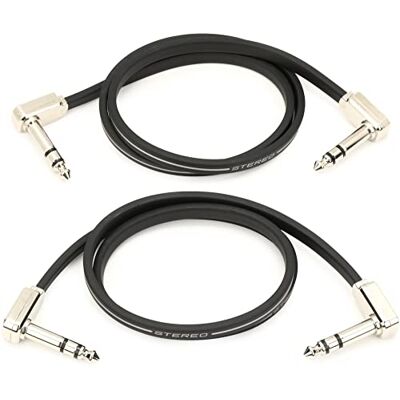 Ernie Ball 61 cm Flat Ribbon Stereo Patch Cable 2 Pack Zwart Ernie Ball 61 cm Flat Ribbon Stereo Patch Cable 2 Pack Zwart