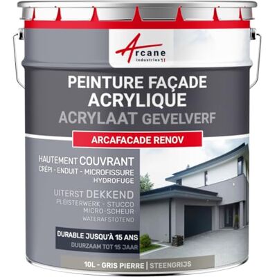 ARCANE INDUSTRIES Verf voor gevels, waterafstotend, acryl, 14 kleuren, gaat tot 15 jaar, steengrijs, antraciet (Ral 7030), 10 l (+ of 60 m² in 1 laag) ARCANE INDUSTRIES Verf voor gevels, waterafstotend, acryl, 14 kleuren, gaat tot 15 jaar, steengrijs, antraciet (Ral 7030), 10 l (+ of 60 m² in 1 laag)