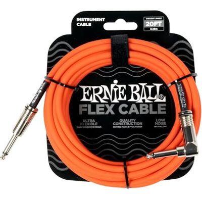 Ernie Ball Flex instrumentkabel recht/gebogen, 6 m oranje Ernie Ball Flex instrumentkabel recht/gebogen, 6 m oranje