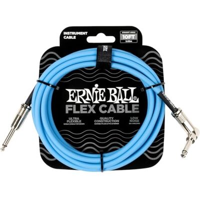 Ernie Ball Flex Cable instrumentenkabel recht en schuin, 3 m, blauw Ernie Ball Flex Cable instrumentenkabel recht en schuin, 3 m, blauw