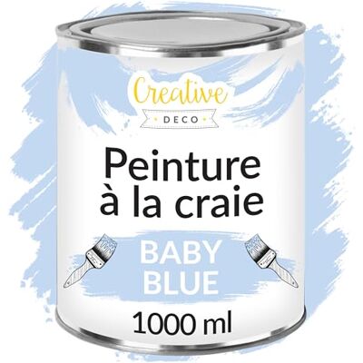 Creative Krijtverf blauw, 1 liter, mat en afwasbaar, houtverf, meubelverf voor hout, ideaal voor het renoveren van meubels, leisteen krijt, muurverf voor binnen Creative Krijtverf blauw, 1 liter, mat en afwasbaar, houtverf, meubelverf voor hout, ideaal voor het renoveren van meubels, leisteen krijt, muurverf voor binnen