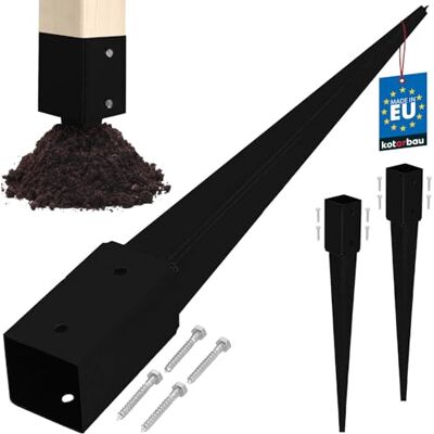 KOTARBAU ® Inslagpaalhouders, 2 stuks, 71 x 71 x 750 mm, verzinkt staal, gepoedercoat, inslaghuls, grondpen, grondanker, grondanker, hulzen KOTARBAU ® Inslagpaalhouders, 2 stuks, 71 x 71 x 750 mm, verzinkt staal, gepoedercoat, inslaghuls, grondpen, grondanker, grondanker, hulzen