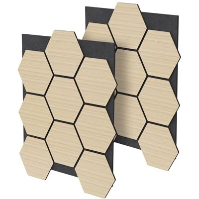 ML DESIGN modern living ML Design 2 stuks akoestische panelen, zeshoekig, 66 x 81 x 2 cm, 1 m², eiken, gerecycled vilt/MDF, wandbekleding, geluidsisolatie, decoratie voor muur, deur, plafond, hoge dichtheid, om te lijmen ML DESIGN modern living ML Design 2 stuks akoestische panelen, zeshoekig, 66 x 81 x 2 cm, 1 m², eiken, gerecycled vilt/MDF, wandbekleding, geluidsisolatie, decoratie voor muur, deur, plafond, hoge dichtheid, om te lijmen