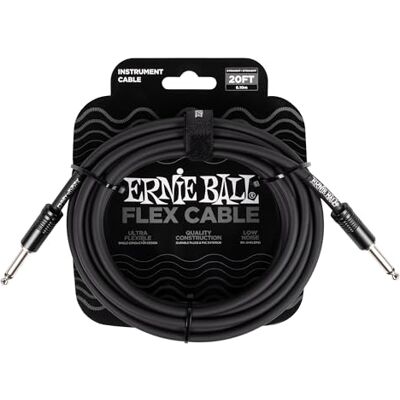 Ernie Ball Flex Instrumentenkabel, recht, zwart, 6,1 m Ernie Ball Flex Instrumentenkabel, recht, zwart, 6,1 m