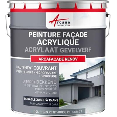 ARCANE INDUSTRIES Verf voor gevels, waterafstotend, acryl, 14 kleuren, gaat tot 15 jaar, grijs/blauw (Ral 7000), 10 l (+ of 60 m² in 1 laag) ARCANE INDUSTRIES Verf voor gevels, waterafstotend, acryl, 14 kleuren, gaat tot 15 jaar, grijs/blauw (Ral 7000), 10 l (+ of 60 m² in 1 laag)