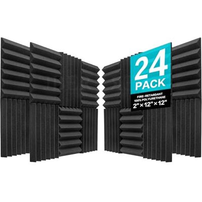 JBER set van 24 antraciet akoestische panelen 5 x 30 x 30 cm brand- en geluidwerende wandpanelen van wedgeschuim voor studio‘s JBER set van 24 antraciet akoestische panelen 5 x 30 x 30 cm brand- en geluidwerende wandpanelen van wedgeschuim voor studio‘s