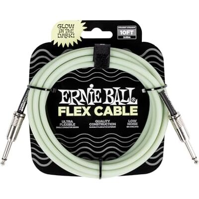 Ernie Ball Flex instrumentkabel recht/recht 3 m licht op in het donker Ernie Ball Flex instrumentkabel recht/recht 3 m licht op in het donker