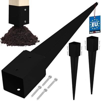 KOTARBAU ® Set van 2 inslagpaalhouders 91 x 91 x 750 mm Van verzinkt staal met poedercoating Inslagpen Tuinhek Grondanker Manchetten KOTARBAU ® Set van 2 inslagpaalhouders 91 x 91 x 750 mm Van verzinkt staal met poedercoating Inslagpen Tuinhek Grondanker Manchetten
