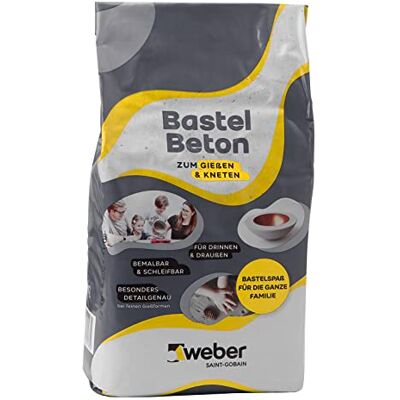 Weber 5 kg knutselbeton voor gieten en kneden, verf, overschilderbaar, geslepen, voor hobby en knutselen, binnen en buiten, beton om te knutselen, cement Weber 5 kg knutselbeton voor gieten en kneden, verf, overschilderbaar, geslepen, voor hobby en knutselen, binnen en buiten, beton om te knutselen, cement