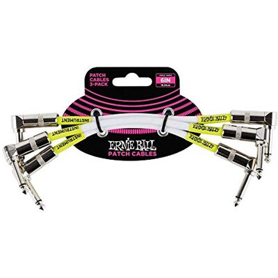 Ernie Ball Set van 3 aansluitkabels, hoekconnectoren, 15,2 cm, wit Ernie Ball Set van 3 aansluitkabels, hoekconnectoren, 15,2 cm, wit