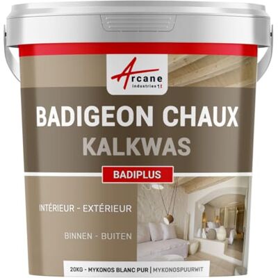 ARCANE INDUSTRIES BADIPLUS-witkalk, decoratie voor binnen- en buitenmuren, Mykonos zuiver wit, 20 kg (tot 100 m²) ARCANE INDUSTRIES BADIPLUS-witkalk, decoratie voor binnen- en buitenmuren, Mykonos zuiver wit, 20 kg (tot 100 m²)