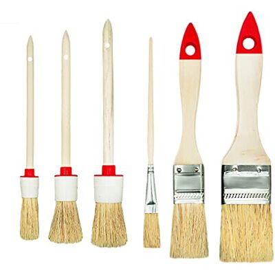 HARDY WORKING TOOLS M7 Set van 6 penselen 3 plat 3 rond 0 "1,5" 2 "4" 6 inch 6 inch serie 04 voor schilderen met verf en lak gelijkmatige afdekking natuurlijke borstelharen HARDY WORKING TOOLS M7 Set van 6 penselen 3 plat 3 rond 0 "1,5" 2 "4" 6 inch 6 inch serie 04 voor schilderen met verf en lak gelijkmatige afdekking natuurlijke borstelharen