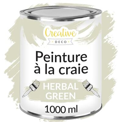 Creative Krijtverf groengrijs, 1 liter, mat en afwasbaar, houtverf, meubelverf voor hout, ideaal voor het renoveren van meubels, leisteen krijt, muurverf voor binnen Creative Krijtverf groengrijs, 1 liter, mat en afwasbaar, houtverf, meubelverf voor hout, ideaal voor het renoveren van meubels, leisteen krijt, muurverf voor binnen