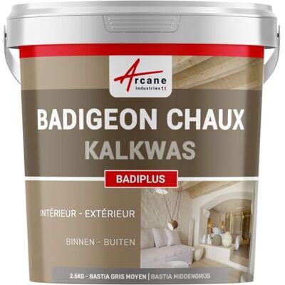 ARCANE INDUSTRIES BADIPLUS-witkalk, decoratie voor binnen- en buitenmuren, Bastia lichtgrijs, 2,5 kg (tot 12,5 m²) ARCANE INDUSTRIES BADIPLUS-witkalk, decoratie voor binnen- en buitenmuren, Bastia lichtgrijs, 2,5 kg (tot 12,5 m²)