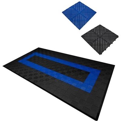 Monster Cable Geventileerde vloertegels, modulair, in elkaar grijpend en randen, 90, zwart en 30, blauw, enkele garage, dubbele vloermat, showroom, ultra-resistent, polypropyleen, antislip, waterdicht, drainage Monster Cable Geventileerde vloertegels, modulair, in elkaar grijpend en randen, 90, zwart en 30, blauw, enkele garage, dubbele vloermat, showroom, ultra-resistent, polypropyleen, antislip, waterdicht, drainage
