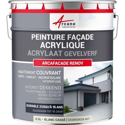 ARCANE INDUSTRIES Acryl gevelverf 14 kleuren duurzaam tot 15 jaar gevelrenovatie, gestuukte muur Arcafacade Renov-2,5 l (+ of 15 m² in 1 laag) mat wit Crème RAL 9001 ARCANE INDUSTRIES Acryl gevelverf 14 kleuren duurzaam tot 15 jaar gevelrenovatie, gestuukte muur Arcafacade Renov-2,5 l (+ of 15 m² in 1 laag) mat wit Crème RAL 9001