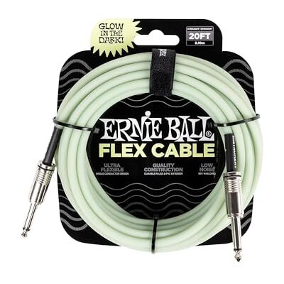 Ernie Ball Flex Gereedschapskabel, recht/recht, 6,1 m, licht op in het donker Ernie Ball Flex Gereedschapskabel, recht/recht, 6,1 m, licht op in het donker