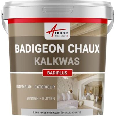 ARCANE INDUSTRIES BADIPLUS-witkalk, decoratie voor binnen- en buitenmuren, Pise lichtgrijs, 2,5 kg (tot 12,5 m²) ARCANE INDUSTRIES BADIPLUS-witkalk, decoratie voor binnen- en buitenmuren, Pise lichtgrijs, 2,5 kg (tot 12,5 m²)