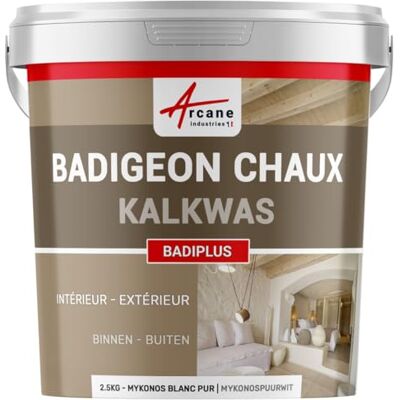 ARCANE INDUSTRIES Kaleiverf, decoratie voor binnen- en buitenmuren, BADIPLUS 2,5 kg (tot 12,5 m²) Mykonos zuiver wit ARCANE INDUSTRIES Kaleiverf, decoratie voor binnen- en buitenmuren, BADIPLUS 2,5 kg (tot 12,5 m²) Mykonos zuiver wit