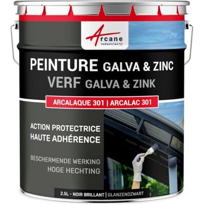 ARCANE INDUSTRIES Galvanische en zinkverf, dak, dakgoot, 2,5 l, glanzend zwart, RAL 9005 ARCANE INDUSTRIES Galvanische en zinkverf, dak, dakgoot, 2,5 l, glanzend zwart, RAL 9005