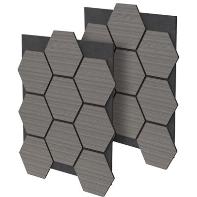 ML DESIGN modern living ML Design 2 stuks akoestische panelen, zeshoekig, 66 x 81 x 2 cm, 1 m², grijs, gerecycled vilt/MDF, wandbekleding, geluidsisolatie, decoratie voor muur, deur, plafond, hoge dichtheid, om te lijmen ML DESIGN modern living ML Design 2 stuks akoestische panelen, zeshoekig, 66 x 81 x 2 cm, 1 m², grijs, gerecycled vilt/MDF, wandbekleding, geluidsisolatie, decoratie voor muur, deur, plafond, hoge dichtheid, om te lijmen