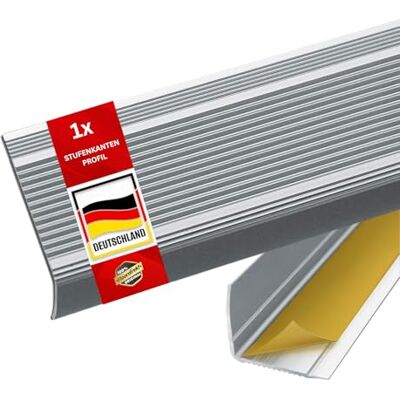 Floordirekt Aluminium traprandprofiel, L-vorm, 100 x 3,5 x 3 cm, zilver, zelfklevend, voor parket en laminaat, inclusief montagemateriaal Floordirekt Aluminium traprandprofiel, L-vorm, 100 x 3,5 x 3 cm, zilver, zelfklevend, voor parket en laminaat, inclusief montagemateriaal