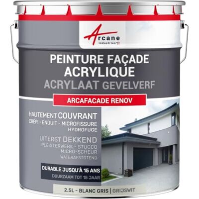 ARCANE INDUSTRIES Verf voor gevels, waterafstotend, acryl, 14 kleuren, gaat tot 15 jaar, lichtgrijs (Ral 9002), 2,5 l (+ of – 15 m² in 1 laag) ARCANE INDUSTRIES Verf voor gevels, waterafstotend, acryl, 14 kleuren, gaat tot 15 jaar, lichtgrijs (Ral 9002), 2,5 l (+ of – 15 m² in 1 laag)